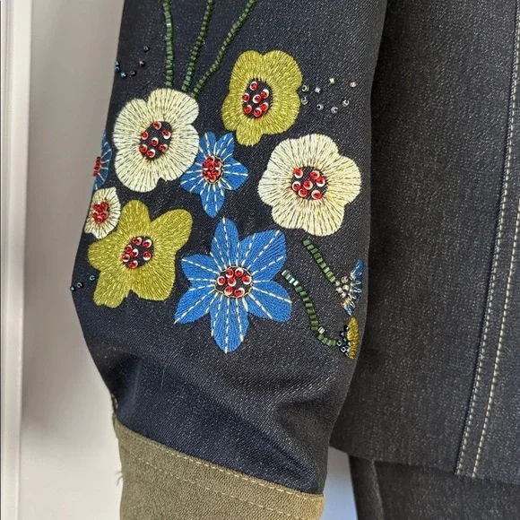 Vintage Stunning Conrad C Set NWOT Denim Embroidered Jacket/Pants size 12. - Picture 4 of 14